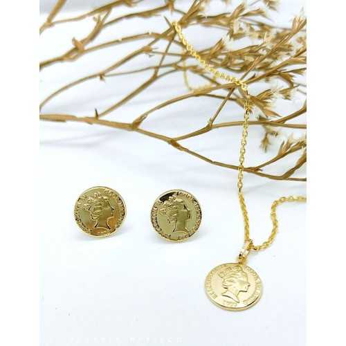 Pendientes Moneda Elizabeth II Oro 18kt