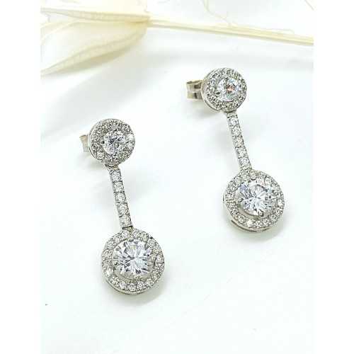 Pendientes Novia Circonitas Oro blanco 18kt