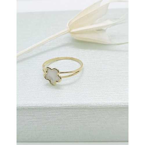 Anillo Comunión Flores-Madreperla  Oro 18kt