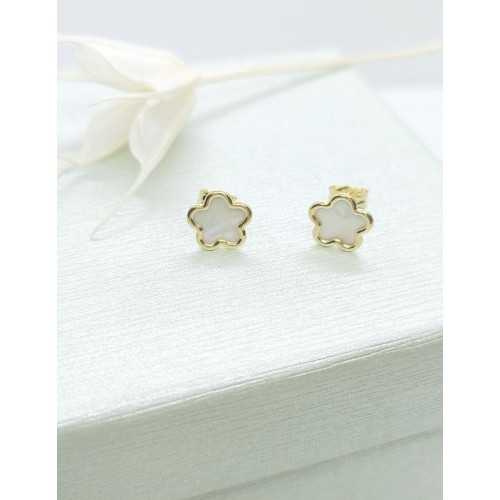 Pendientes Comunión Flores-Madreperla  Oro 18kt