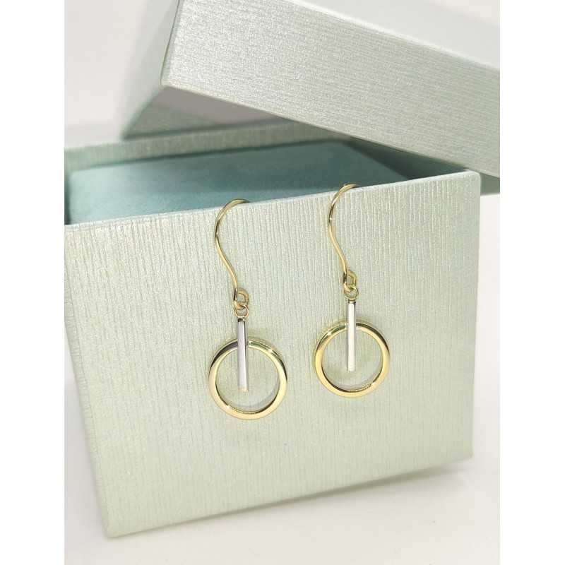 Pendientes Largos Bicolor Oro 18kt