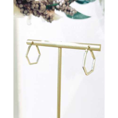 Pendientes Aro Hexagonal Oro 18kt