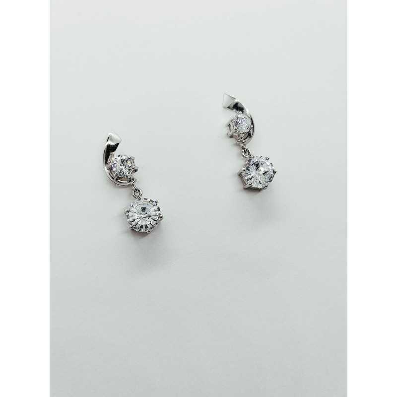 Pendientes cristal oro blanco 18kt