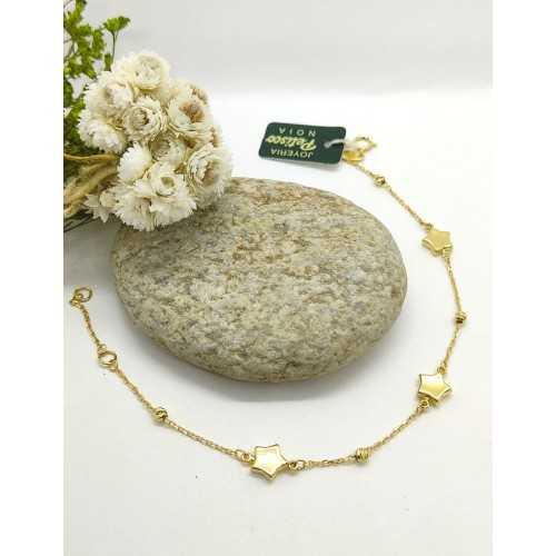 Pulsera Estrellas y Bolitas Talladas de  Oro 18kt