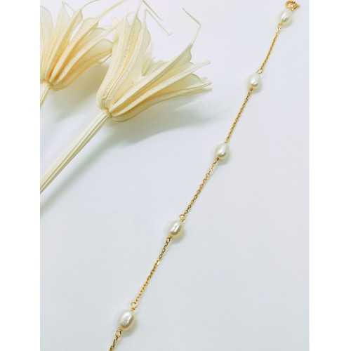 Pulsera de cadena y perlas Oro 18Kt