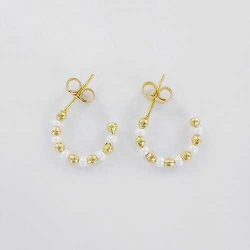 Pendientes Bolitas y Perlas Oro Amarillo18kt