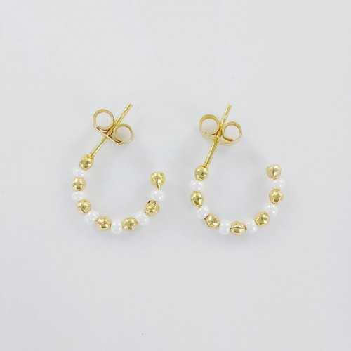 Pendientes Bolitas y Perlas Oro Amarillo18kt