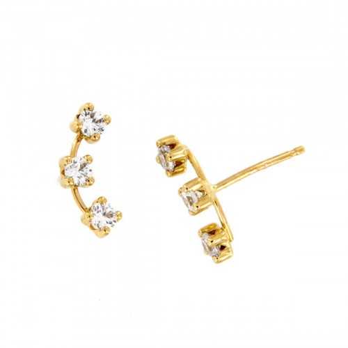 Pendientes Trepadores Circonitas Oro 18kt