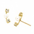 Pendientes Trepadores Circonitas y Perlas Oro 18kt