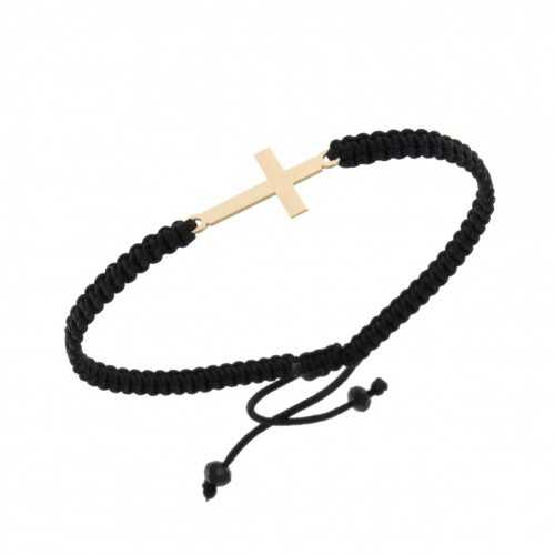 Pulsera  Macramé con Cruz Oro 18kt