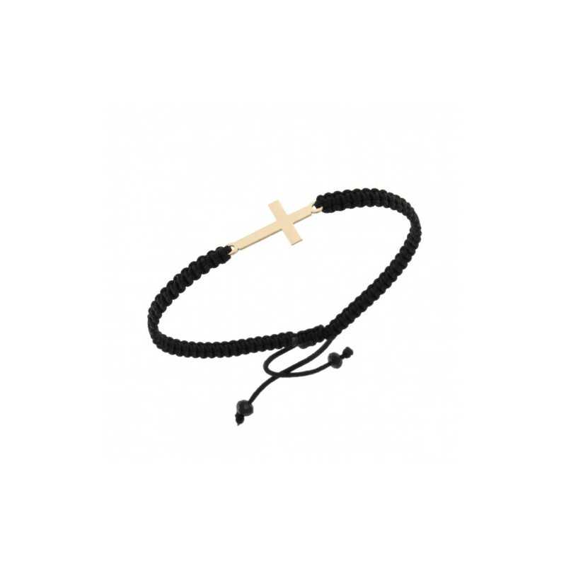 Pulsera  Macramé con Cruz Oro 18kt