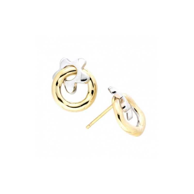 Pendientes Bicolor Estrella Oro 18kt