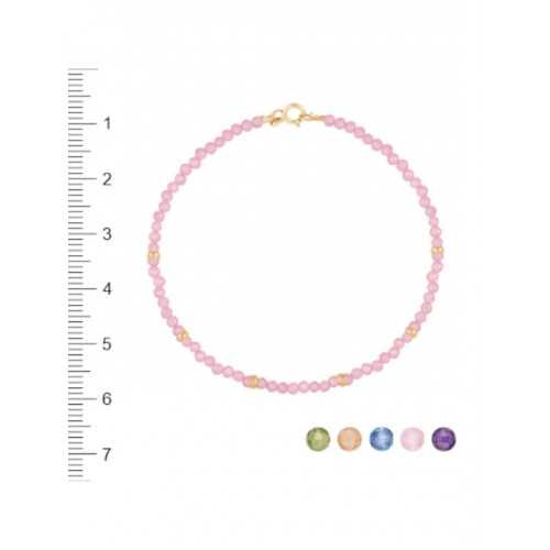 PULSERA DE ZIRCONITAS ROSAS Y DONUTS ORO AMARILLO DE 18KT