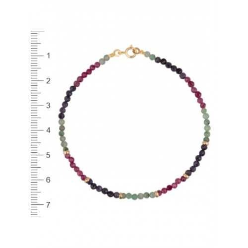 PULSERA DE ESMERALDAS , RUBÍES Y ZAFIROS FACETADOS CON DONUTS ORO AMARILLO DE 18KT