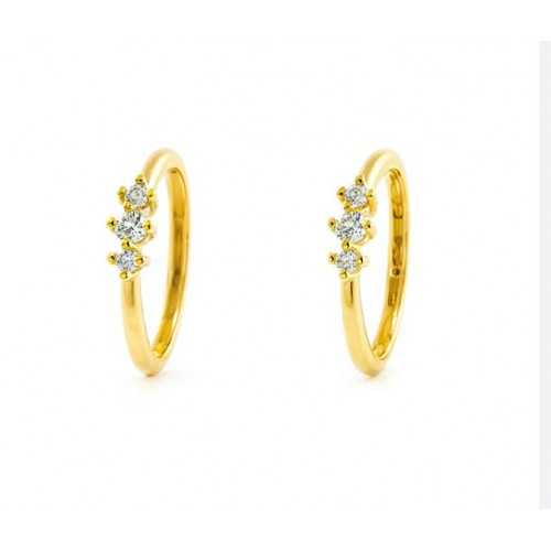 Pendientes de Aro con 3 circonitas de Oro 18kt