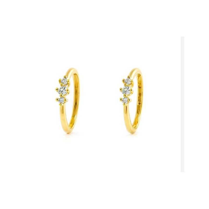 Pendientes de Aro con 3 circonitas de Oro 18kt