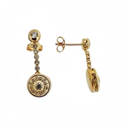 Pendientes  Largos circonitas Oro 18kt