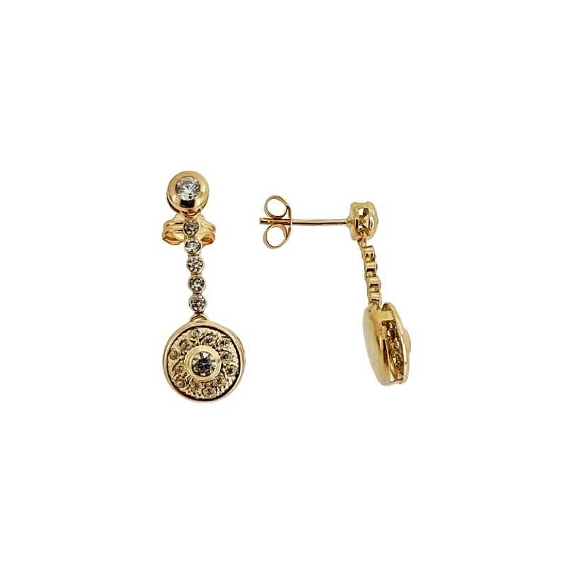 Pendientes  Largos circonitas Oro 18kt