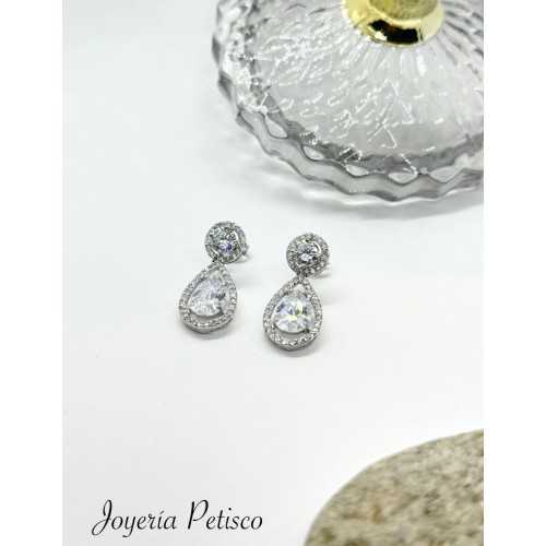 PENDIENTES NOVIA CIRCONITAS ORO BLANCO 18KT