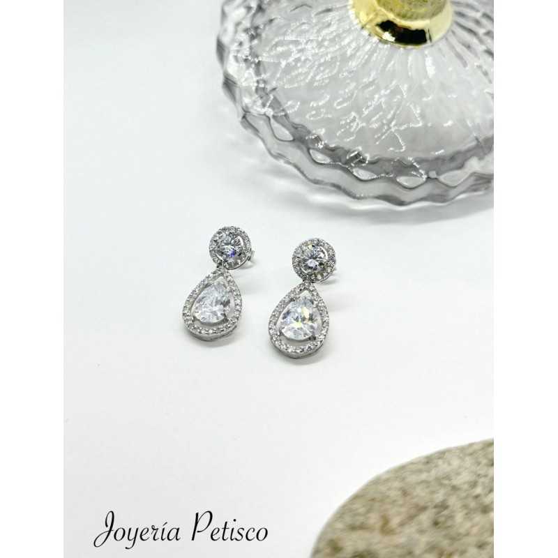 PENDIENTES NOVIA CIRCONITAS ORO BLANCO 18KT