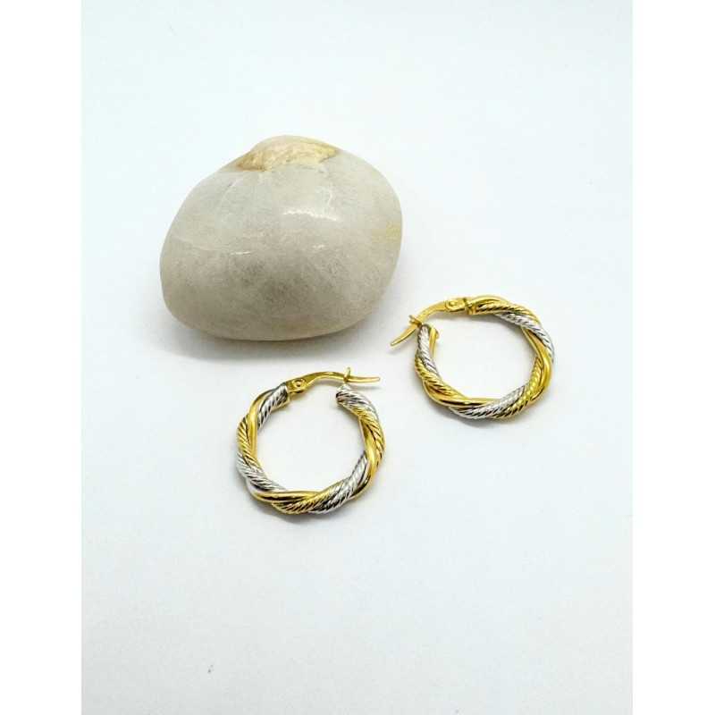 PENDIENTES ARO BICOLOR ORO 18KT