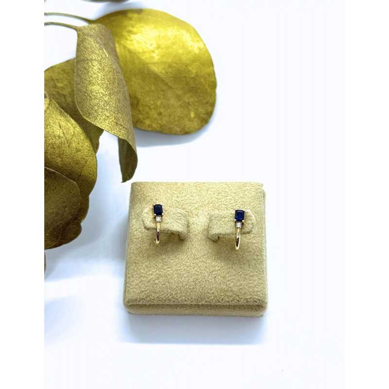 PENDIENTES ZAFIROS Y DIAMANTES ORO 18KT