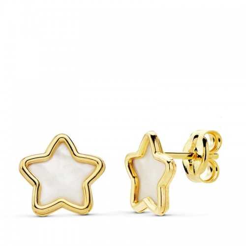 Pendientes Comunión Estrellas -Madreperla  Oro 18kt