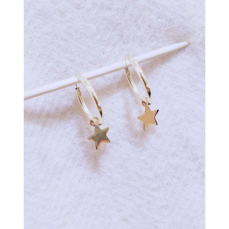 Pendientes Aro y Estrella Oro 18ktes