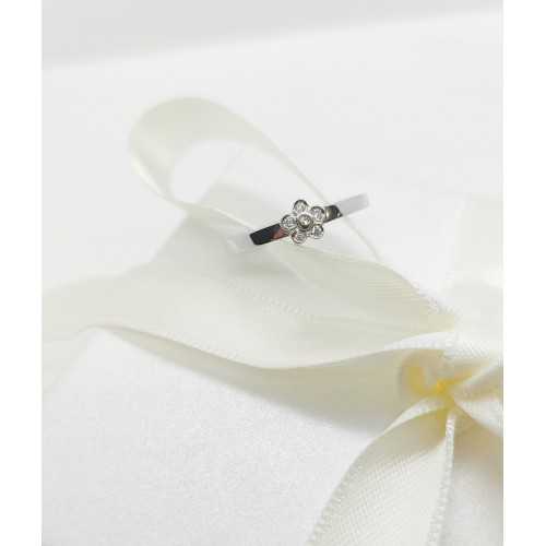 ANILLO "FLOR DE DIAMANTES"  ORO BLANCO 18KT