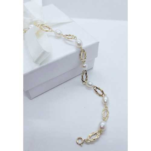 PULSERA PERLAS NIÑA ORO 18KT